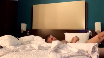 Tranny impregnates her bf's ass with his legs wide open