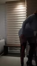 Sexy dress in highheels girl facemask