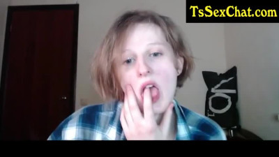 thin shemale cutie and small cock teases on cam