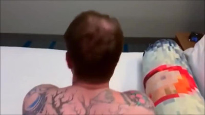 Blonde shemale eating and fucking a dude's asshole