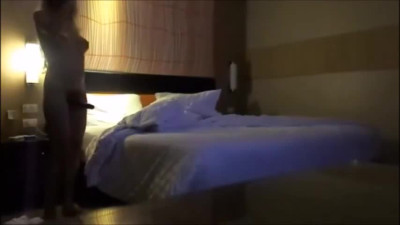 Shemale milf fucking a guy's ass on his wife's bed