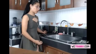 Hot TS latina shows her monster cock on cam