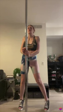 Tall Redhead Transgirl Pole Dances