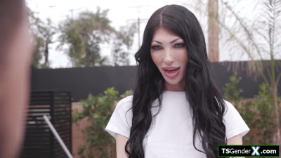 Trans babysitter Ava Holt is tied up and barebacked by boss