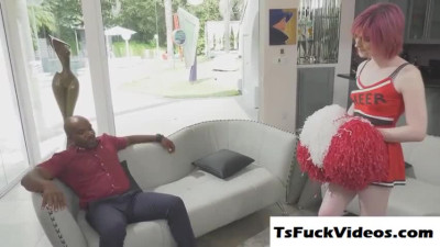 shemale cheerleader ella hollywood barebacked by ebony