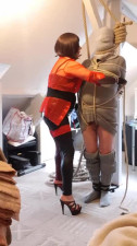 Tied, hanged and wanked with vibrator