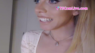 Attractive Blonde T-Girl masturbating  Live at Webcam Part 2