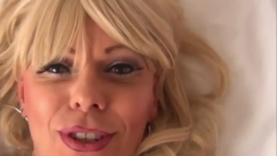 Blond shemale creampied after a rough anal night