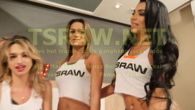 Fives Sexy Trannies Gangbang Dude