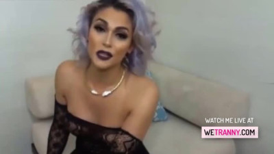 Beautiful tranny milf shows her tight asshole and plays with her shecock