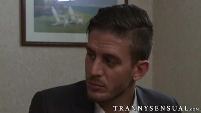 Beautiful tattoed tranny Foxxy drills Alexander Gustavos ass