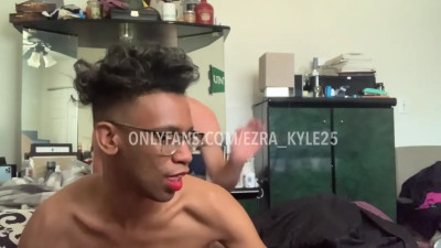 Alpha White muscle stud fucks ebony sissy femboy ezra_kyle25 in interracial homemade porn