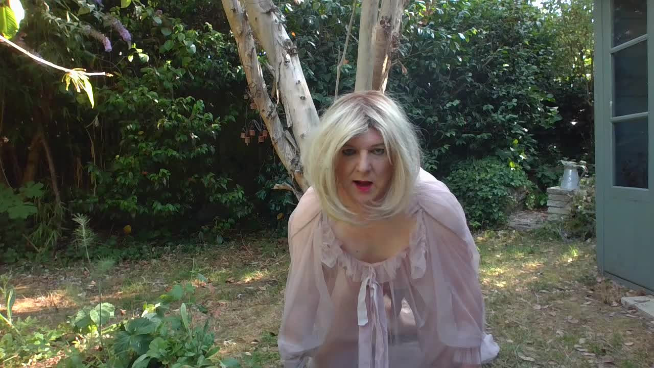 Watch Wearing my see-through gown in the garden Shemale Porn Videos | TranSexBig.