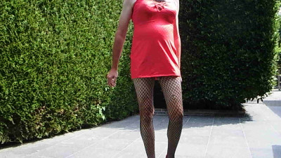 Kiana smoking red dress