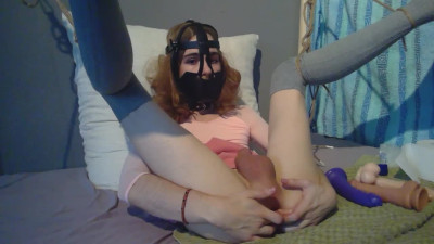 Intense cum from my huge sissy cock tied up
