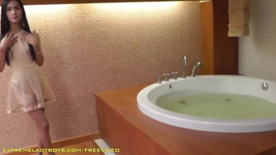 FULL video of Skinny ladyboy in black panties gets fucked doggystyle while in bath