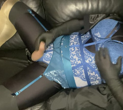 Sexy Blue Teddy Lingerie Cumshot