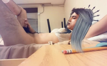 Sissy gets cum on belly HOT Video