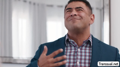 Fat DILF anal fuck this hot TS bitch so hard