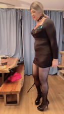 Sissy riding dildo with fake pussy on a tripod