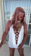 Sexy Crossdresser Kellycd2022 in sexy white dress and heels