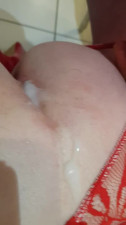 Cumming on CD ass