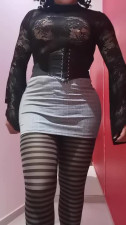 Sexy crossdresser in highheels stockings girl facemask