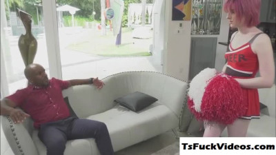 Ella Hollywood, the Ts cheerleader, gets her interracial anal pounding!