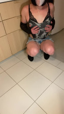 Uncut piss play session with skirt, heel boots and wet socks