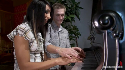 Honey Foxx and the Piano Teacher Her 8 Inch Thick Cock, Plunges Into His Ass, His Throat