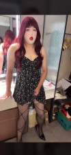 gorgeous asian redhair shemale riding dildo handsfree cum at hotel
