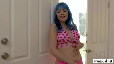 Busty babe  gets her pussy fucked by her TS stepsis and bf