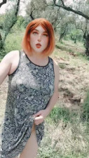Angelina redhead Sissy Ouddoor Fishnet