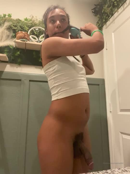 Watch Playing with her cock while doing her hair Shemale Porn Videos | TranSexBig.