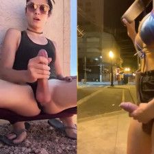 Shemales cuming in public. Compilation
