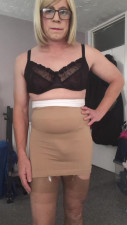 Skirt bulge and cock show