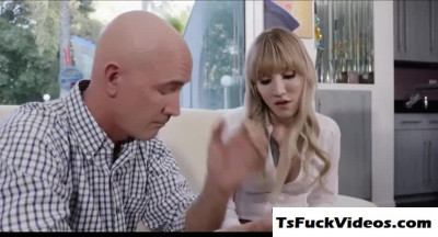 Busty tattooed trans diva Lena Elly takes a wild anal ride from her