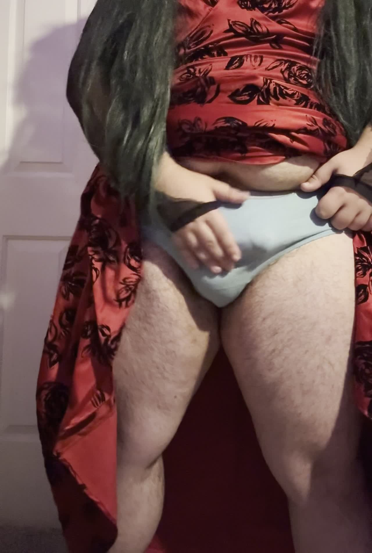 Watch Cumming in a red floral dress ❤️ Shemale Porn Videos | TranSexBig.