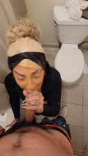 Local LA escort TS blows my cock on hotel restroom POV before rearranging her guts