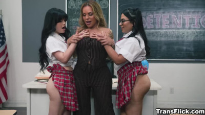 Yhivi and Summer Col gets put through their paces by teacher TS Foxxy