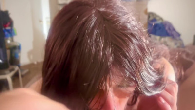 Sucking daddy’s cock until he oozes cum into my mouth