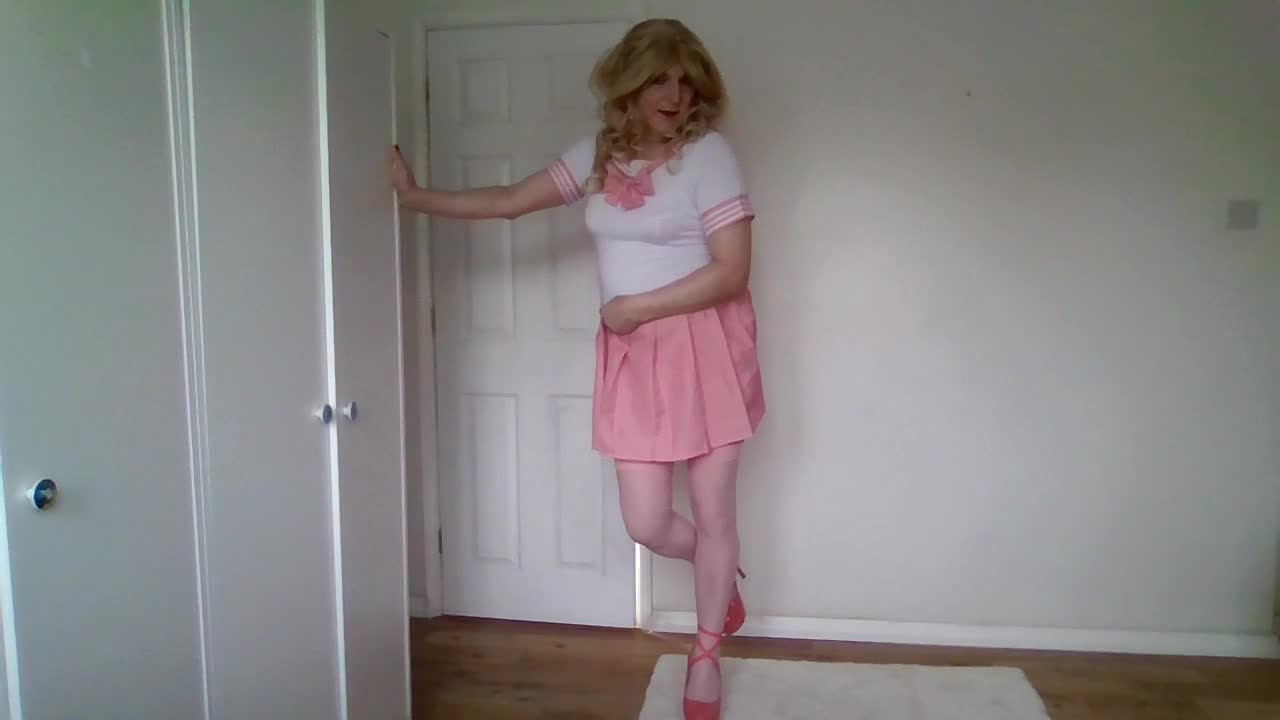 Watch Taking my skirt off in a white and pink uniform and stockings Shemale Porn Videos | TranSexBig.