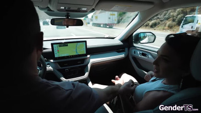 Tgirl Kasey Kei jerked off on the road