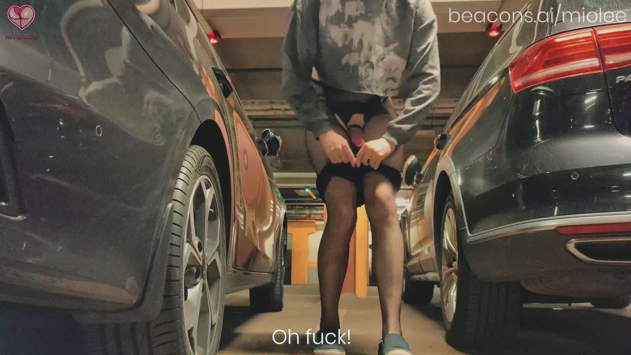 Watch Risky flashing and cumshot in an underground parking lot Shemale Porn Videos | TranSexBig.