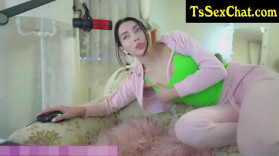 gorgeous trans babe with body art flaunts her sultry t