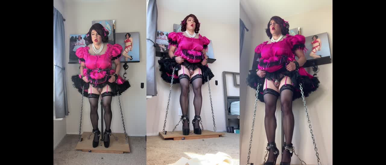 Watch Pink Sissy Maid Candy Is Locked Onto Her Dildo Stand and Rides Her Pole Shemale Porn Videos | TranSexBig.