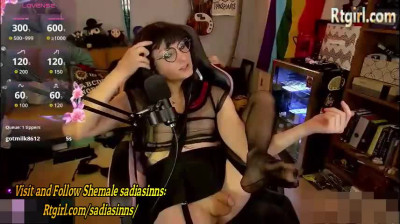 petite american glasses tgirl with Tattoos and piercings masturbates her girly cock