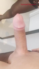shemale Adriana Santos huge cumshot on mirror monster c