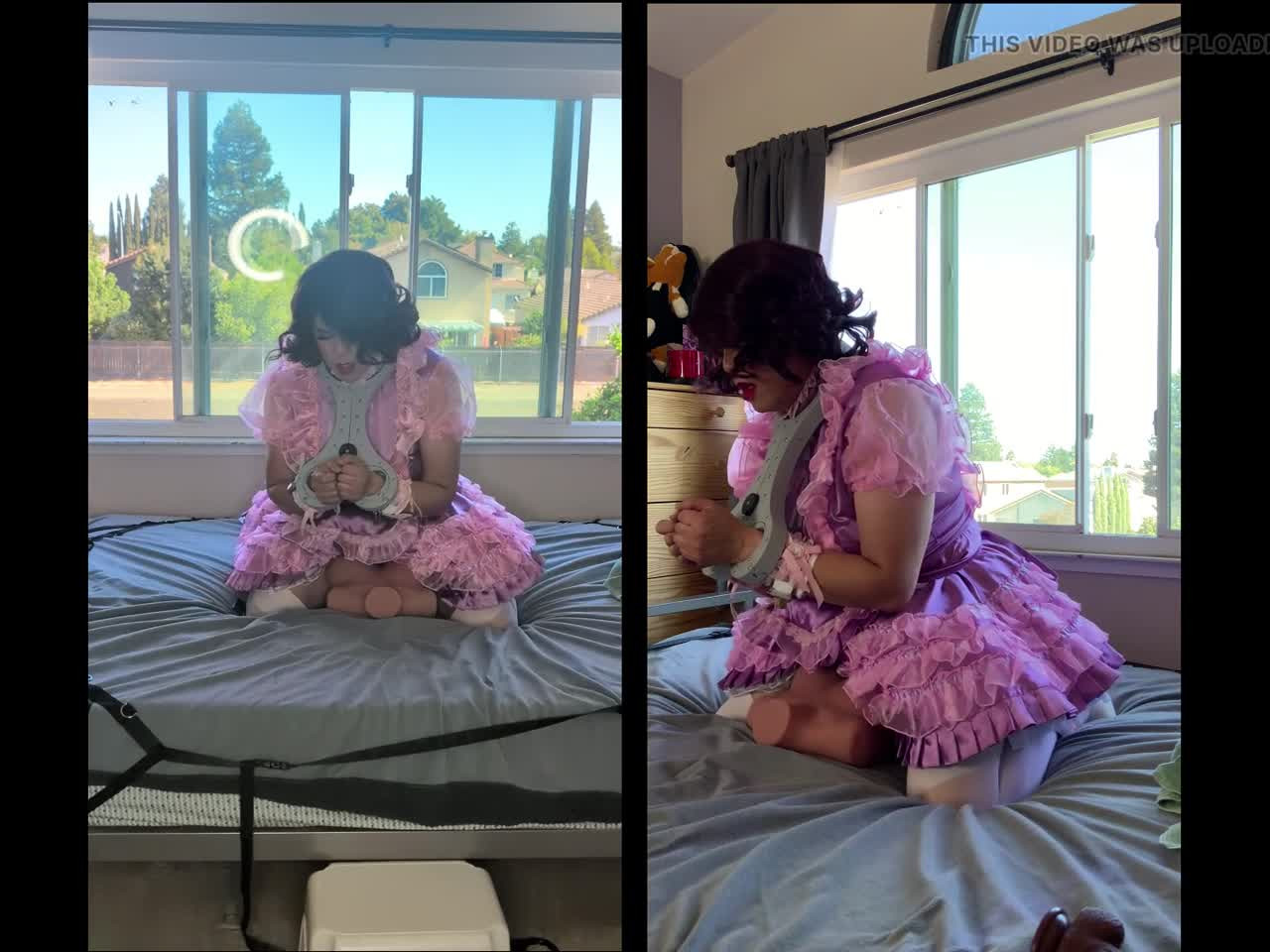 Watch Pink Satin Sissy Maid Rides Her Sex Doll Toy While Locked Shemale Porn Videos | TranSexBig.