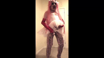 Pink haired slut in pink ballet dress